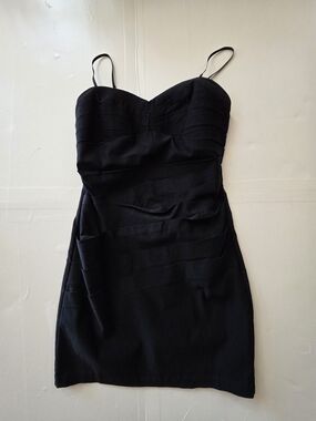 by Roxx Black Ruched Bodycon Cocktail Dress Size 9 Sweetheart Neck